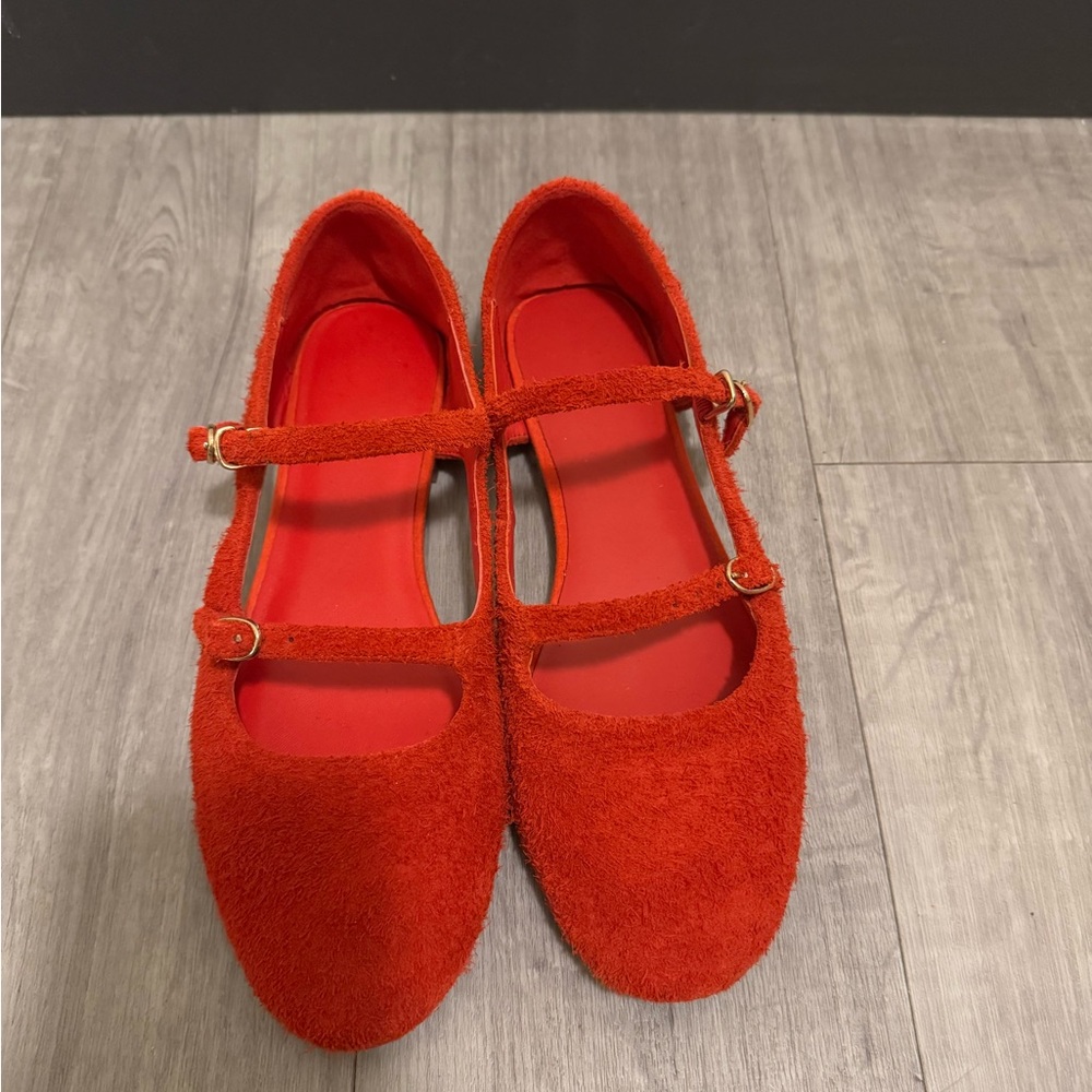 Vibrant Red Mary Jane Flats size 7